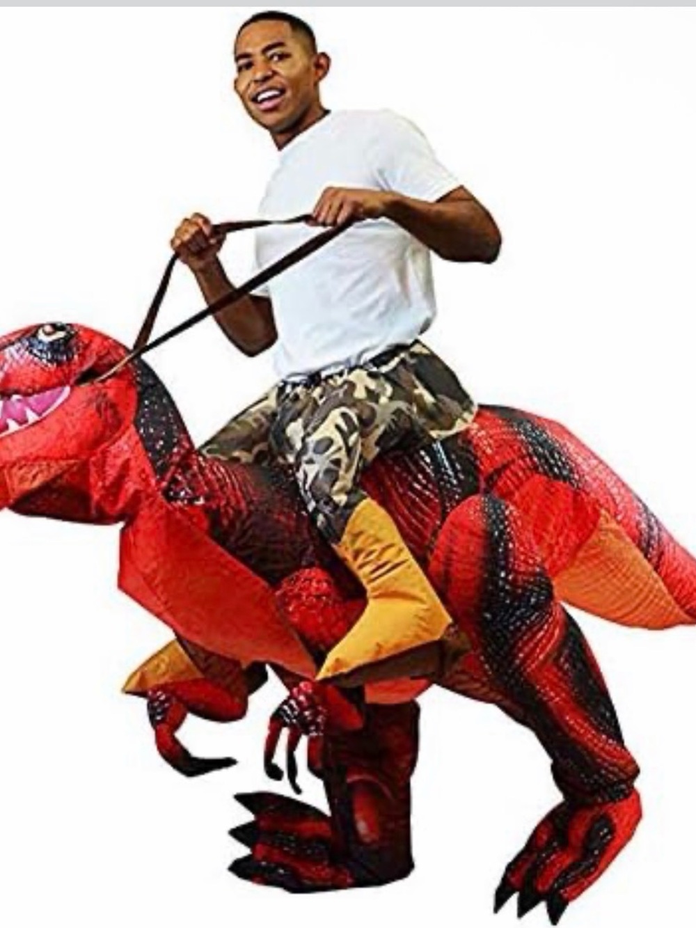 Puff Me Up! Ride a Raptor Inflatable Costume - Red Adult OS - Picture 3 of 6